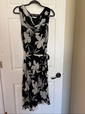 Pendleton Black and White 100% Silk Floral Maxi Dress